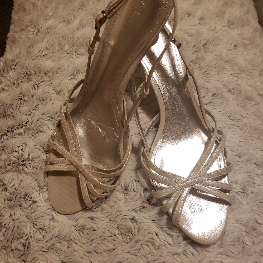 Silver glittery heels